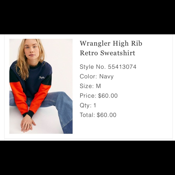 Wrangler High Rib Retro Sweatshirt - color block crew neck - Picture 3 of 4